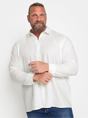 BadRhino Big & Tall White Premium Long Sleeve Linen Shirt - Image 1 of 3