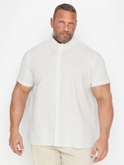 BadRhino Big & Tall White Premium Short Sleeve Linen Shirt - Image 2 of 4