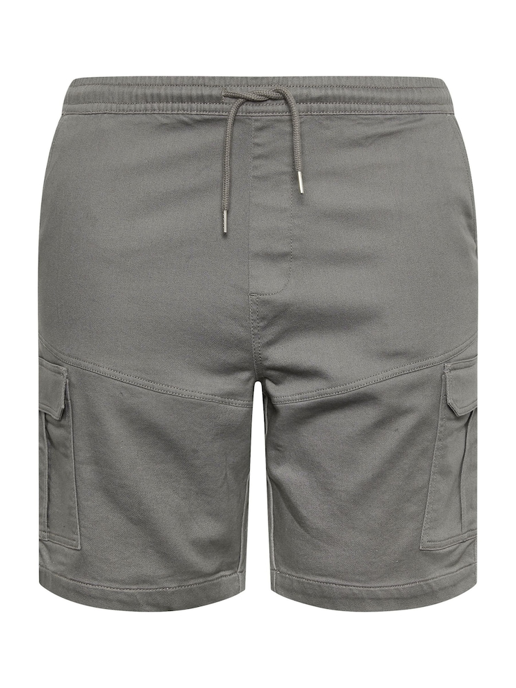 BadRhino Big & Tall Grey Elastic Waist Stretch Cargo Shorts - Image 2 of 3