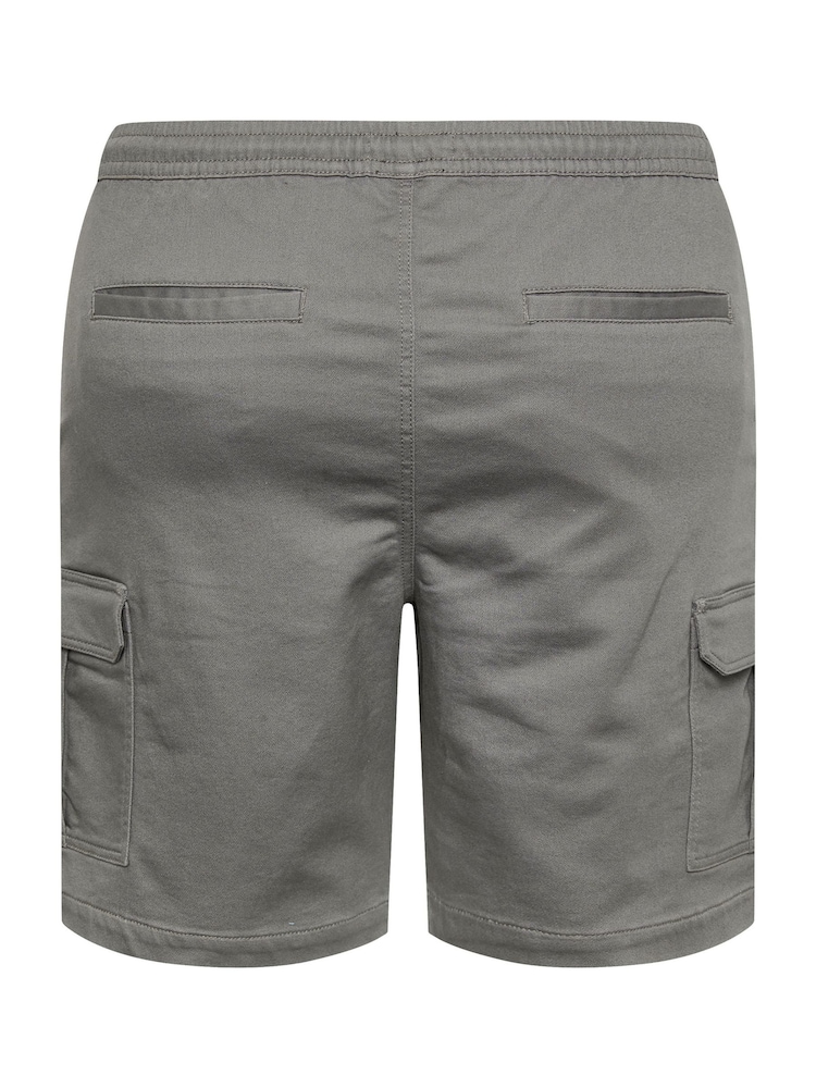 BadRhino Big & Tall Grey Elastic Waist Stretch Cargo Shorts - Image 3 of 3