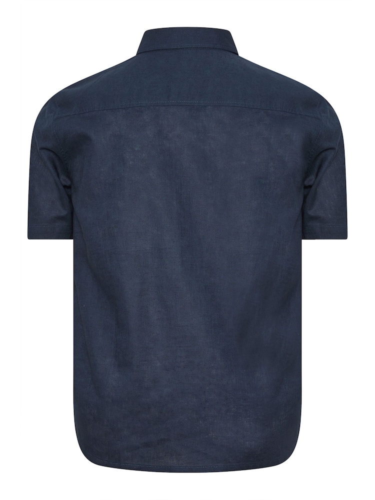 BadRhino Big & Tall Blue Premium Short Sleeve Linen Shirt - Image 3 of 3