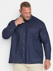 BadRhino Big & Tall Blue Premium Long Sleeve Linen Shirt - Image 2 of 4