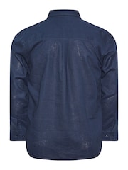 BadRhino Big & Tall Blue Premium Long Sleeve Linen Shirt - Image 4 of 4