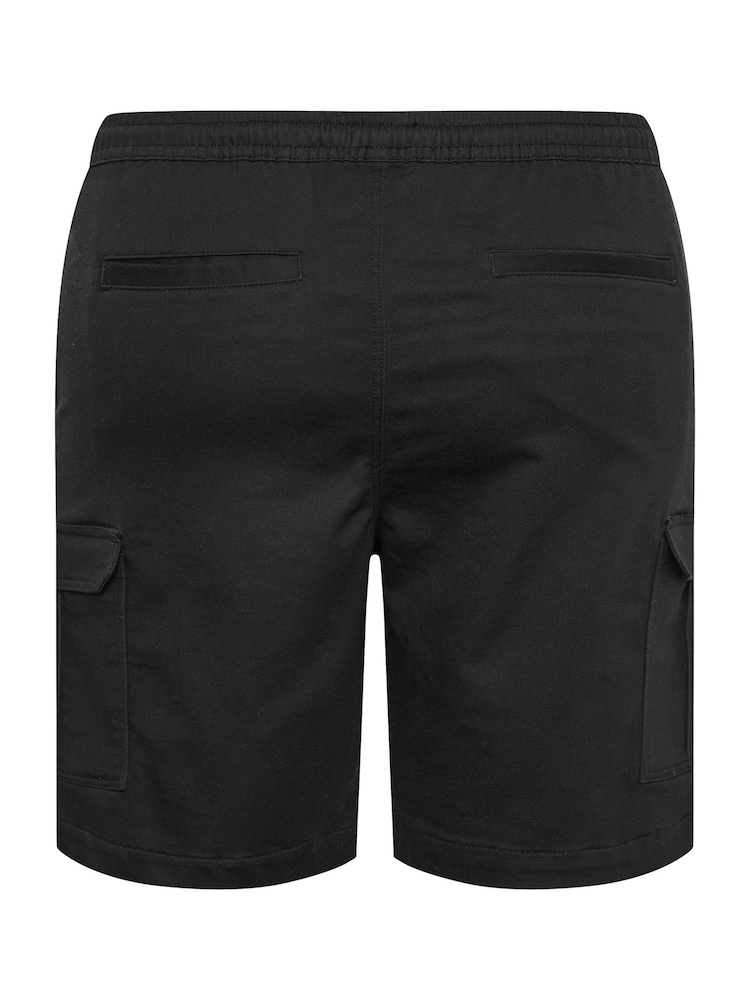 BadRhino Big & Tall Black Elastic Waist Stretch Cargo Shorts - Image 4 of 4