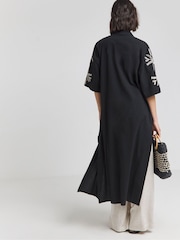 Simply Be Black Embroidered Sleeve 100% Cotton Kimono - Image 2 of 4