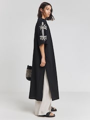 Simply Be Black Embroidered Sleeve 100% Cotton Kimono - Image 3 of 4