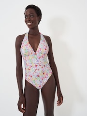 Crew Clothing Pink Plunge Swimsuit - Image 1 of 5