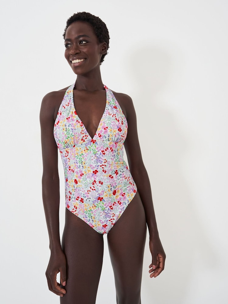 Crew Clothing Pink Plunge Swimsuit - Image 1 of 5