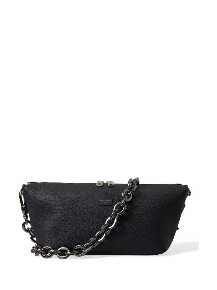 Dolce & Gabbana Leather Chain Shoulder Black Bag with Zipper Closure and Logo Details - Image 1 of 6