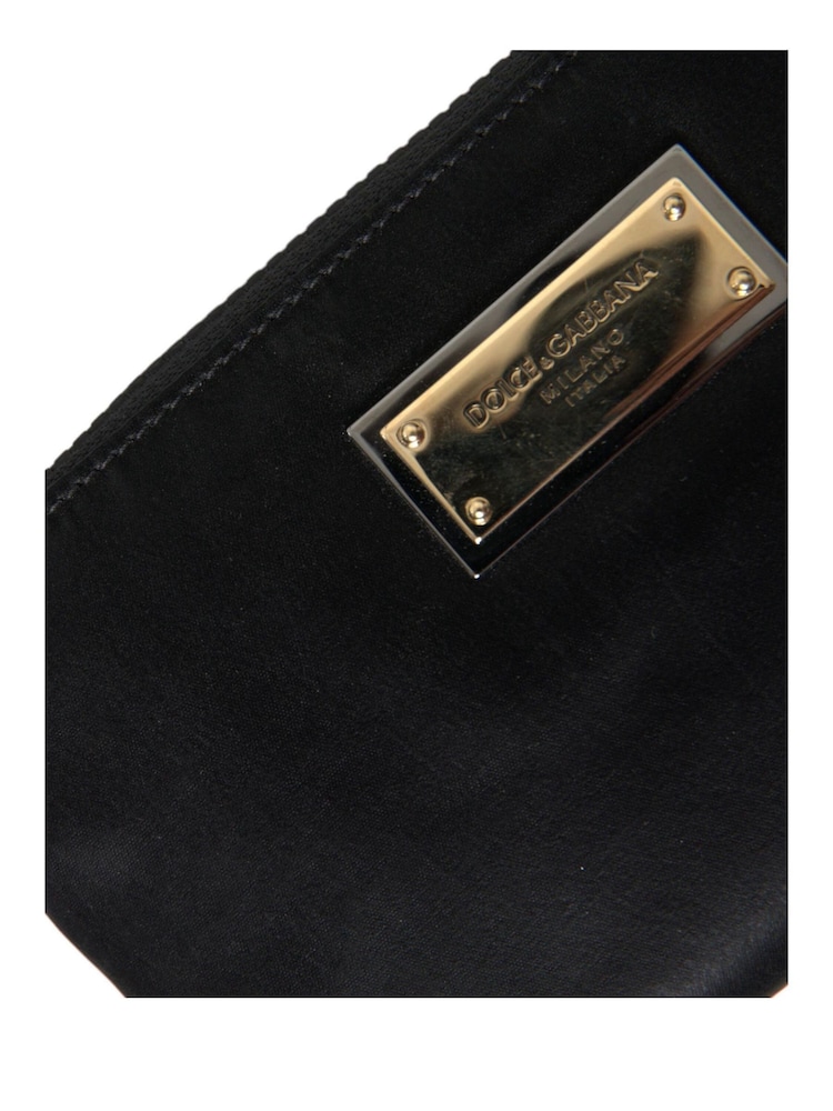 Dolce & Gabbana Stylish Grained Nylon Black Pouch with Alvanic Plaque Detail - Image 5 of 5 Dolce & Gabbana Stylish Grained Nylon Black Pouch with Alvanic Plaque Detail - Image 5 of 5