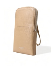 Dolce & Gabbana Leather Cross-Body Brown Phone Bag with Logo Details and Zipper Closure - Image 2 of 6