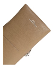 Dolce & Gabbana Leather Cross-Body Brown Phone Bag with Logo Details and Zipper Closure - Image 5 of 6