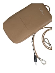 Dolce & Gabbana Leather Cross-Body Brown Phone Bag with Logo Details and Zipper Closure - Image 6 of 6