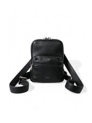 Dolce & Gabbana Small Calf Leather Black Backpack with Zip Closure and Logo Details - Image 1 of 4