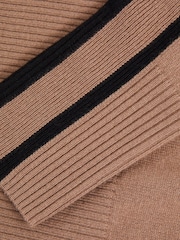 Reiss Mink/Black Annie Wool Blend Colourblock Crew Neck Jumper with Cashmere - Image 5 of 5