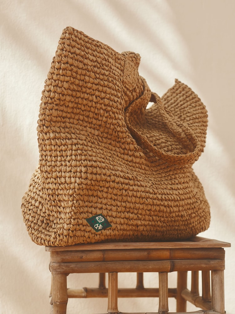 Reiss Natural Ravello Ché Raffia Tote Bag - Image 1 of 6