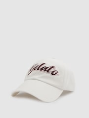 Reiss White Bacio Ché Embroidered Motif Baseball Cap - Image 2 of 4