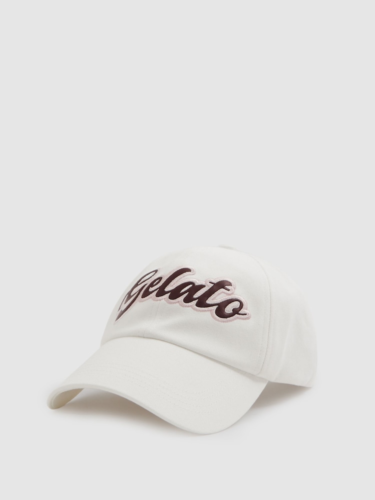 Reiss White Bacio Ché Embroidered Motif Baseball Cap - Image 2 of 4
