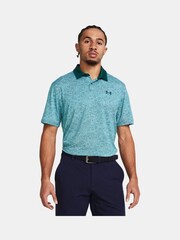 Under Armour Turquoise Blue Golf T2G Printed Polo Shirt - Image 1 of 5