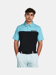 Under Armour Blue/Black Golf Colourblock Polo Shirt - Image 1 of 4