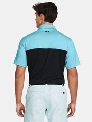 Under Armour Blue/Black Golf Colourblock Polo Shirt - Image 2 of 4