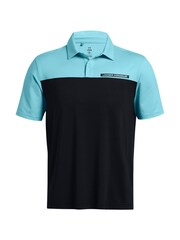 Under Armour Blue/Black Golf Colourblock Polo Shirt - Image 3 of 4