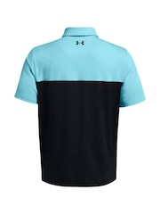 Under Armour Blue/Black Golf Colourblock Polo Shirt - Image 4 of 4