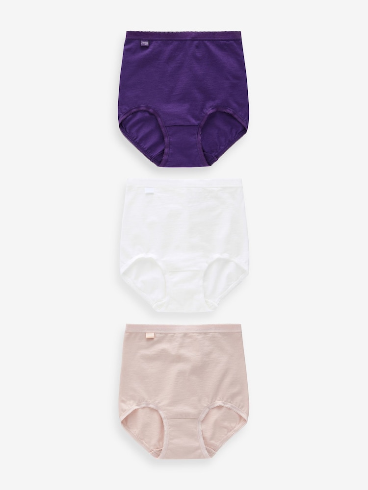 Sloggi Basic+ Maxi White Briefs 3 Pack - Image 1 of 8