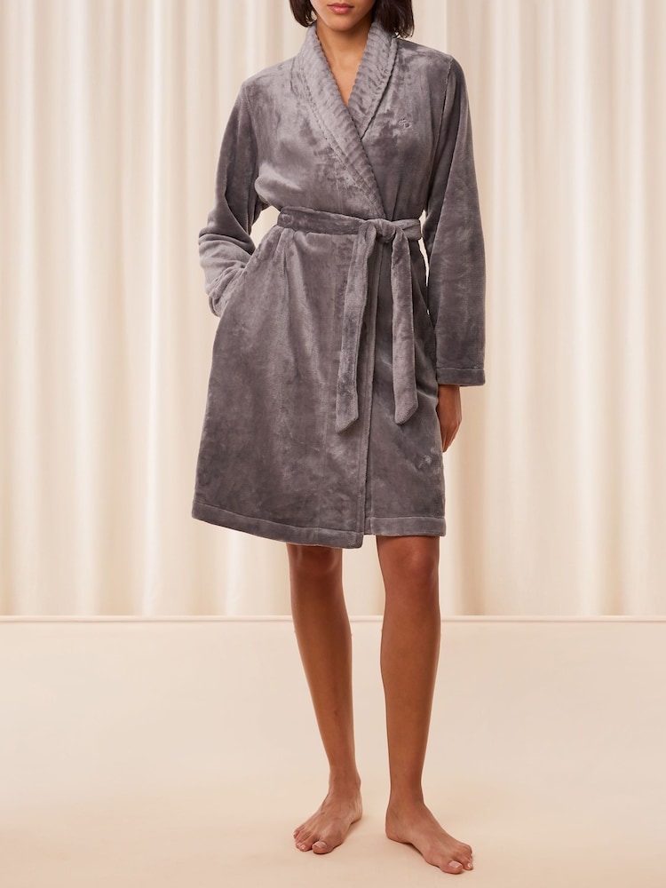Triumph Grey 100% Cotton Fleece Robe - Image 1 of 5