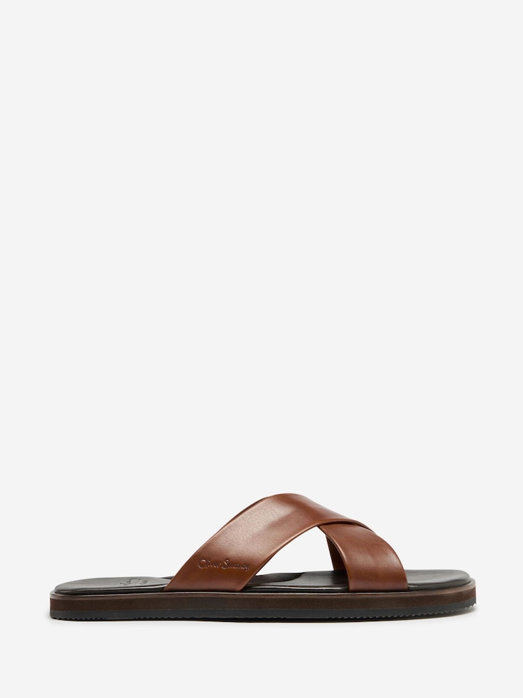 Oliver Sweeney Antiqued Leather Brown Sandals - Image 1 of 5
