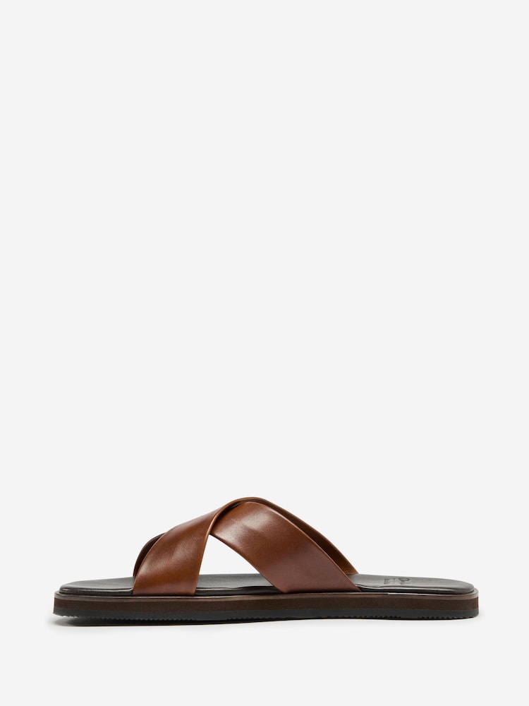 Oliver Sweeney Antiqued Leather Brown Sandals - Image 2 of 5