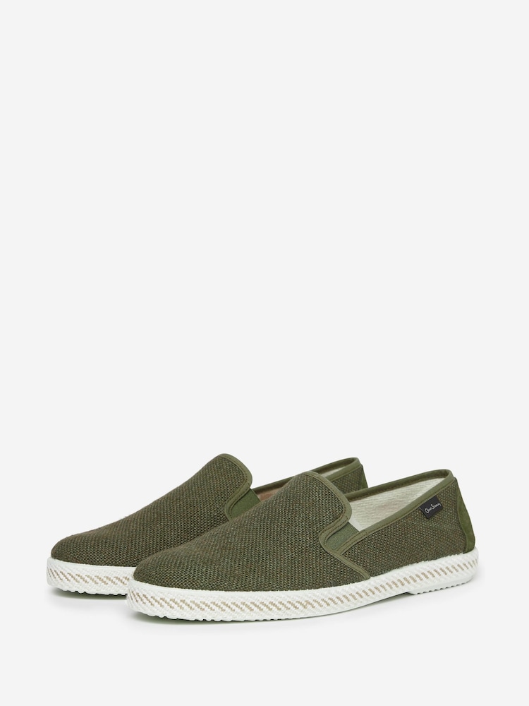 Oliver Sweeney Green Woven Linen Espadrilles - Image 1 of 5
