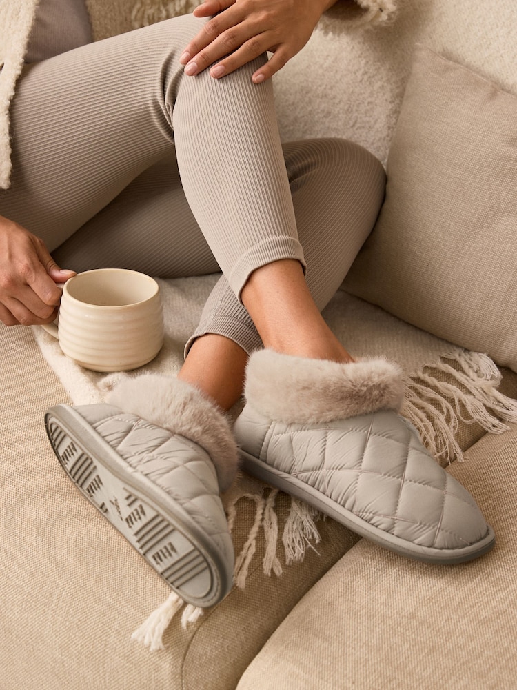 Neutral Quilted Boot Slippers - Image 1 of 8
