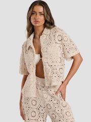 South Beach Cream Crochet Co-Ord Beach Shirt - Image 1 of 6