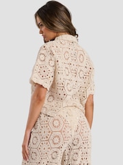 South Beach Cream Crochet Co-Ord Beach Shirt - Image 2 of 6