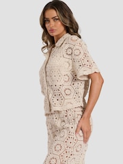 South Beach Cream Crochet Co-Ord Beach Shirt - Image 5 of 6