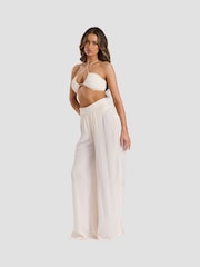 South Beach Material încrețit Viscose Evazat Beach Pantaloni - Imaginea 3 din 6
