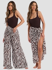 South Beach Brown Crinkle Textured Scoop Neck Swimsuit - Image 5 of 5