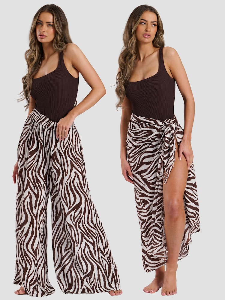 South Beach Brown Crinkle Textured Scoop Neck Swimsuit - Image 5 of 5