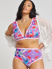 Figleaves Purple Frida Soft Plunge Bikini Top - Image 1 of 4