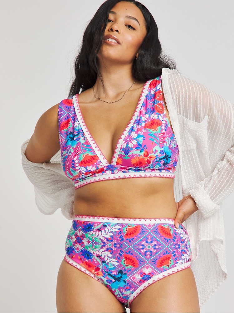 Figleaves Purple Frida Soft Plunge Bikini Top - Image 1 of 4