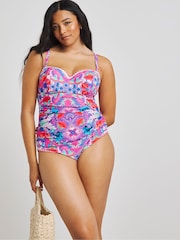 Figleaves Regular Length Purple Frida Underwired Bandeau Swimsuit - Image 1 of 4