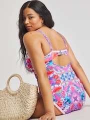 Figleaves Regular Length Purple Frida Underwired Bandeau Swimsuit - Image 2 of 4