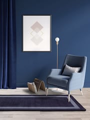 Asiatic Rugs Navy Albi Border Runner - Image 1 of 6