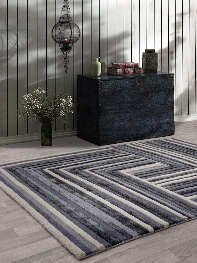 Asiatic Rugs Indigo Blue Matrix Network Rug - Image 1 of 6