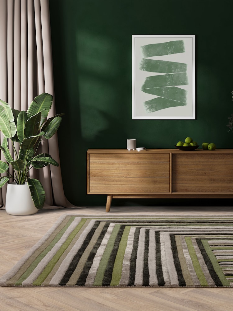 Asiatic Rugs Forest Green Matrix Network Rug - Image 1 of 6