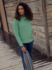 Weird Fish Green Beyonce 1/4 Zip Grid Fleece - Image 1 of 8