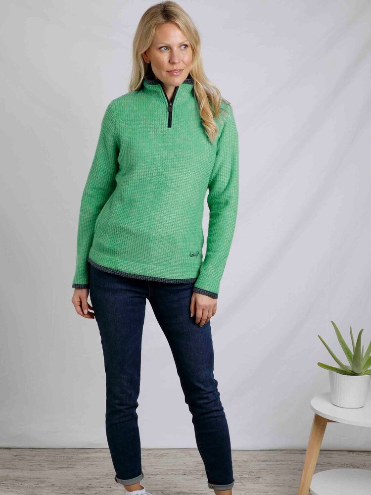 Weird Fish Green Beyonce 1/4 Zip Grid Fleece - Image 2 of 8