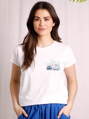 Weird Fish White Happy Campers Organic Graphic Slub T-Shirt - Image 1 of 7