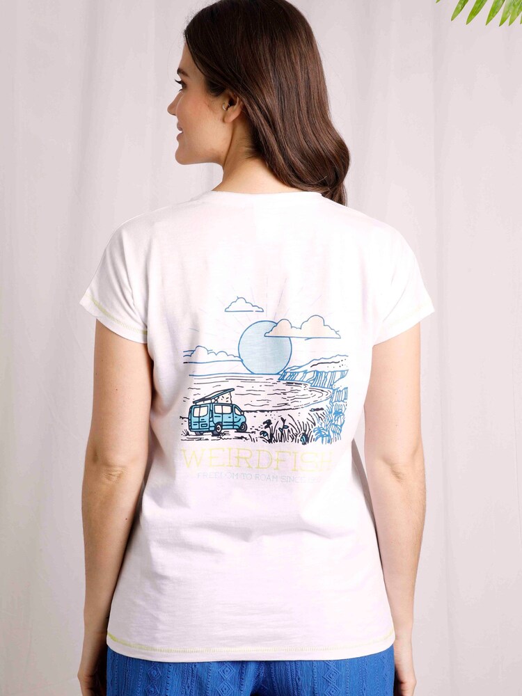 Weird Fish White Happy Campers Organic Graphic Slub T-Shirt - Image 2 of 7